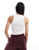 Bershka scoop neck ribbed tank top in white