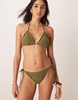 Stradivarius tie side bikini bottoms in khaki