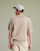 ASOS DESIGN relaxed boxy fit knit notch neck polo in stone
