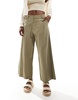 ASOS DESIGN wide leg crop pants in olive