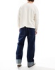 Bershka turn-up straight jeans in indigo