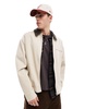 ASOS DESIGN oversized washed harrington jacket in stone