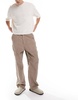 Bershka cord wide leg pants in camel