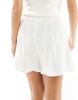 Stradivarius Petite linen look short in ecru