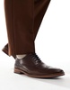 ASOS DESIGN brogue shoes in brown leather with natural sole and color details
