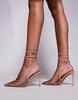 ASOS DESIGN Poetry mesh detail slingback high shoes in beige