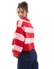 Bershka textured knitted polo sweater in red and pink stripe