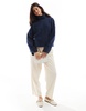 ASOS DESIGN supersoft turtleneck sweater with cuff detail in navy