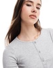 Brave Soul fitted button down long sleeve top in gray