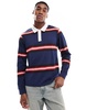 Another Influence striped long sleeve polo shirt in navy