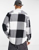 ADPT oversized flannel buffalo check shirt in black & white