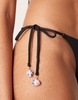 Stradivarius charm detail tie side bikini bottom in black