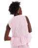 ASOS DESIGN cotton poplin tie front tank top in pink stripe