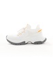 ASOS DESIGN chunky knit sneakers in white and orange