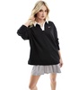 Nike Essential oversized long sleeve polo in black
