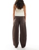 Bershka ballon wide leg jeans in washed brown