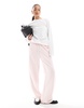 Bershka wide leg sweatpants in pale pink