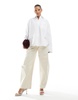 ASOS DESIGN poplin extreme cuff oversized shirt in white