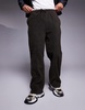 ASOS DESIGN wide leg fleece sweatpants in dark khaki