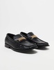 ASOS DESIGN penny loafers in black with gold color hardware