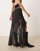 ASOS DESIGN chiffon ruffle detail maxi skirt in mono dot