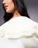ASOS LUXE Curve cotton poplin pleated oversized blouse in buttermilk