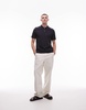 ARKET pique jersey short sleeve polo shirt in navy blue