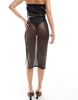 ASOS DESIGN sequin fishnet midi skirt in black -set