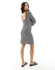 Vero Moda crochet mini dress with low back in monochrome stripe