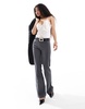 Bershka Petite flared tailored pants in dark gray