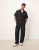 Bershka plisse pocket shirt in black - part of a set