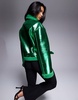 Amy Lynn aviator jacket in metallic emerald green