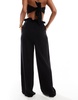 4th & Reckless tulum draw string wide leg beach pants in black -set