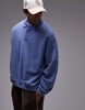 Topman oversized fit sweatshirt fabric polo shirt in washed blue