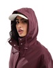 ASOS DESIGN rubberized rain parka coat in burgundy