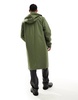 ASOS DESIGN longline rubberized windbreaker jacket in khaki