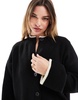 ASOS DESIGN knit crew neck cardigan with tipping detail in black