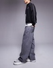HUGO Blue Mason baggy fit jeans in gray with front seam