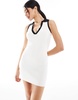 Bershka cable knit contrast edge mini dress in ecru