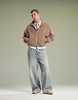 ASOS DESIGN oversized waffle funnel neck jacket in brown
