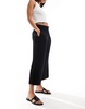 ASOS DESIGN shirred waist cropped culotte pants in black