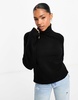 Pieces roll neck sweater in black