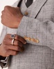 ASOS DESIGN new skinny linen mix suit jacket in gray prince of wales plaid