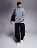 ASOS DESIGN fleece sweatshirt with quarter zip and collar in gray