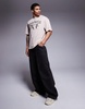 ADPT oversized T-shirt with birds chest print in cream