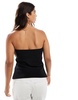 ASOS DESIGN gold button front rib bandeau top in black