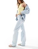 Bershka straight leg jeans in super light wash blue