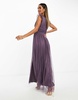Anaya Bridesmaid plunge tulle maxi dress with thigh split in purple