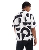 Bershka geometric patterned shirt in white