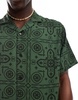 ASOS DESIGN relaxed revere shirt with tile print in green